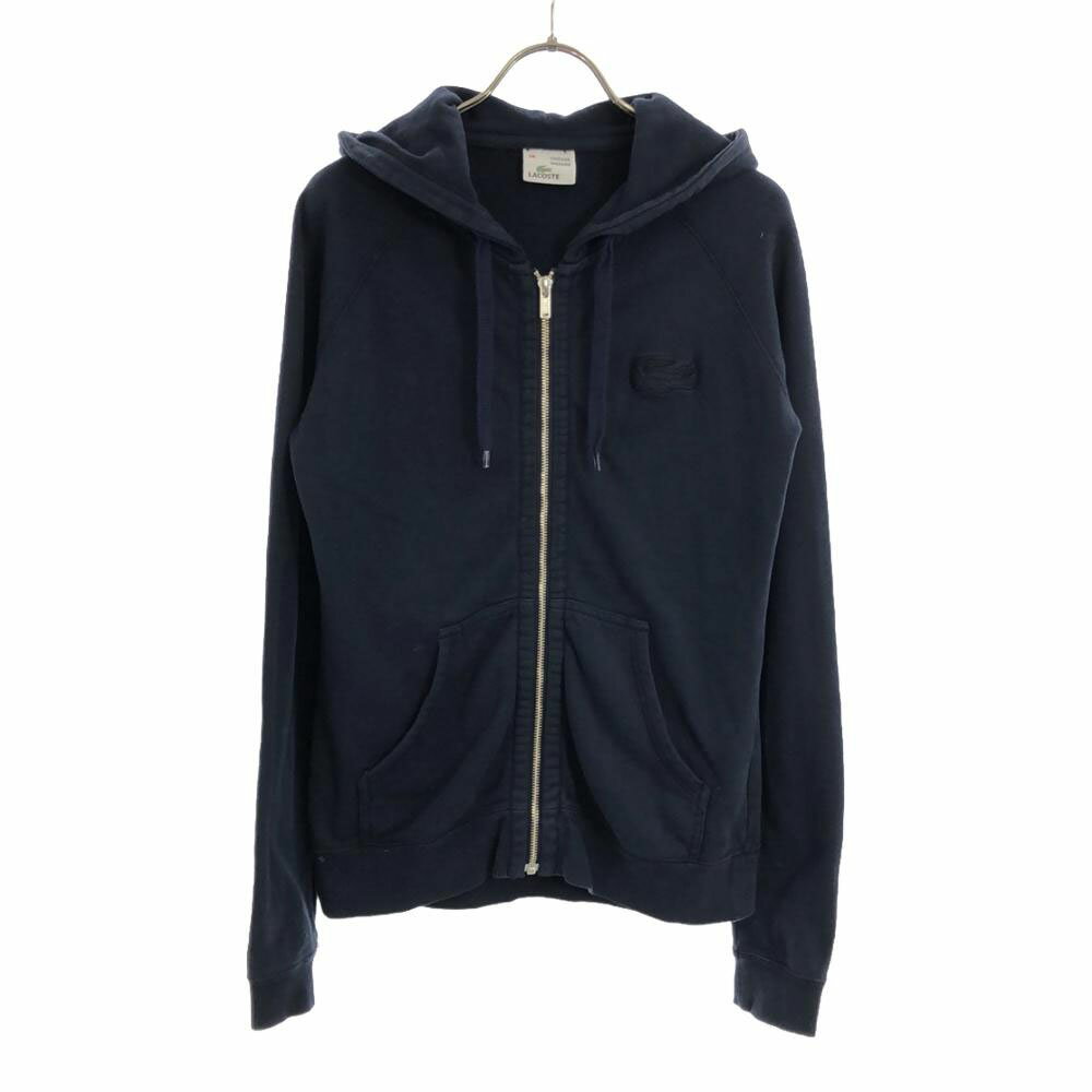 古着 LACOSTE ラコステ ロゴ刺繍 長袖 スウェット ジップパーカー 38 ネイビー レディース 【中古】(4)