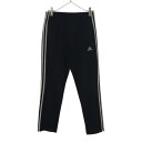 古着 adidas アディダス ロゴ刺繍 3ライン ロングジャージパンツ M ブラック×ホワイト レディース 【中古】