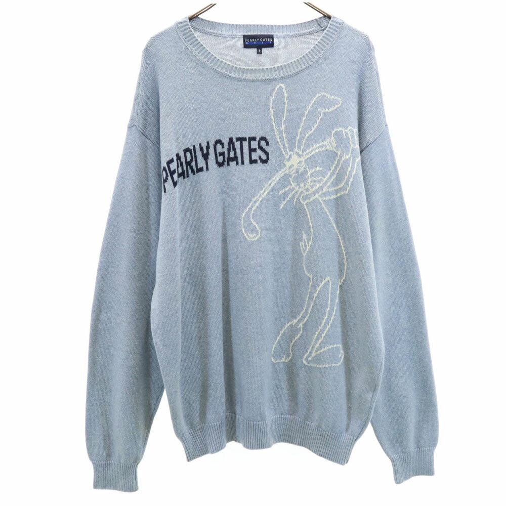 パーリーゲイツ 日本製 ゴルフ 長袖 セーター 4 ブルーグレー PEARLY GATES GOLF ニット メンズ 【中古】
