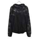 古着 PUMA プーマ 幾何学柄 トラックトップ パーカー S ブラック×グレー ウインドブレーカー メンズ 【中古】 【PD】