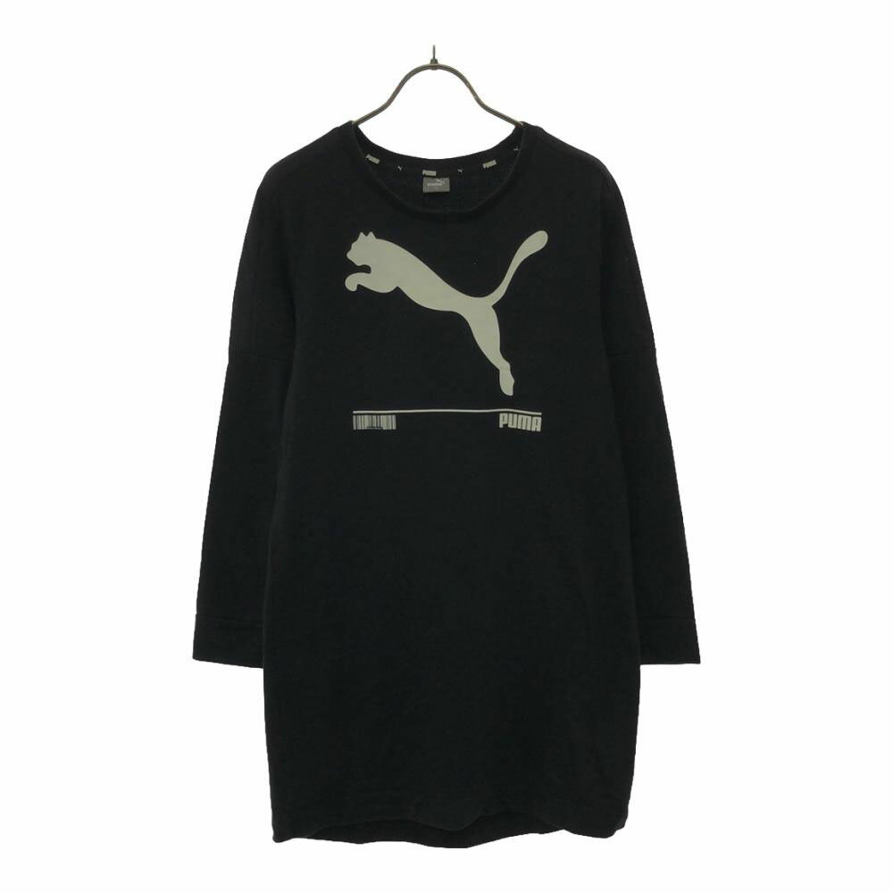 Rakuten - 古着 PUMA プーマ ロゴプリント 長袖 Tシャツ S ブラック チュニック ロンT レディース 【中古】 【PD】