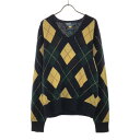 古着 Polo by Ralph Lauren ポロバイラルフローレン 90s ウールブレンド オールド アーガイル柄 長袖 Vネック ニット M ネイビー系 セーター レディース 【中古】(4)