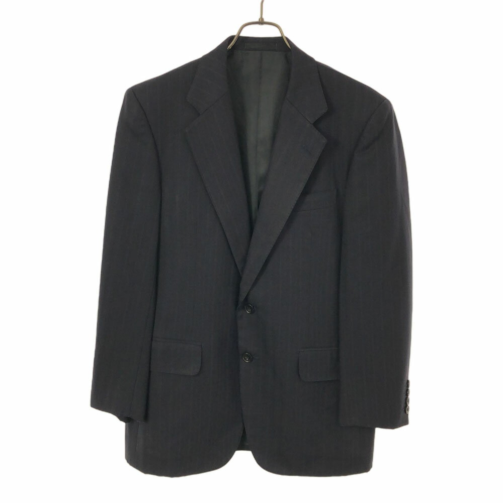 古着 Burberrys バーバリーズ 90s ウール 日本製 オールド ストライプ 長袖 テーラードジャケット ネイビー メンズ 【中古】