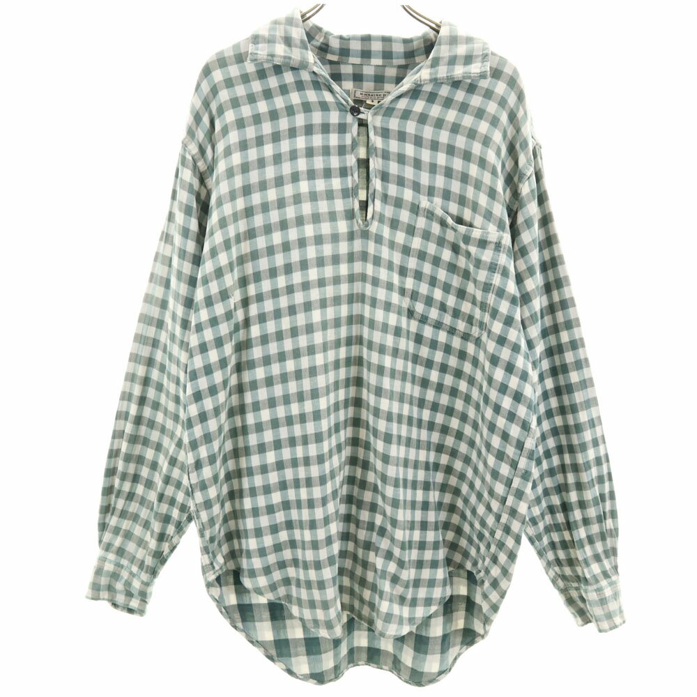 古着 N-MARINE.D 長袖 チェックシャツ 3 グリーン ギンガムチェック メンズ 【中古】 【PD】