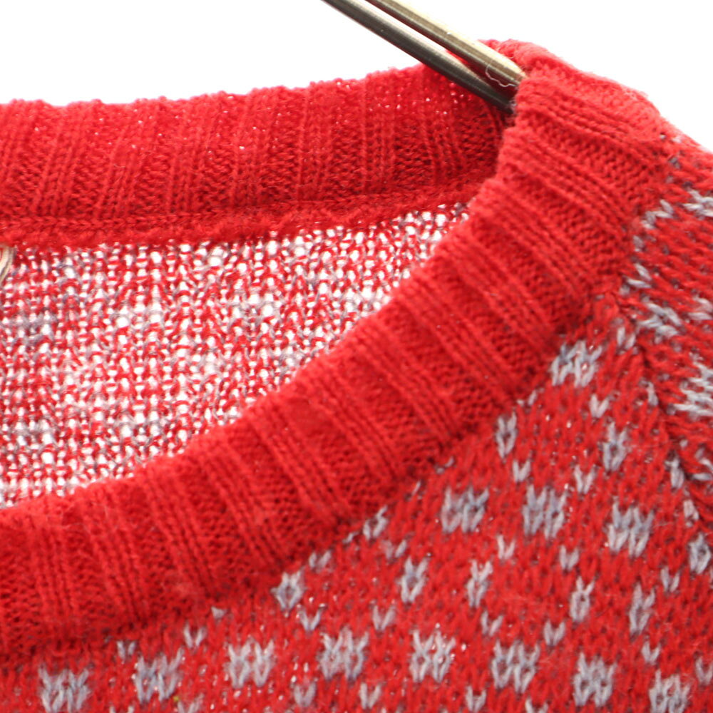 古着 BaBaw 80s 90s イタリア製 オールド 総柄 長袖 セーター XL レッド系 ニット メンズ 【中古】