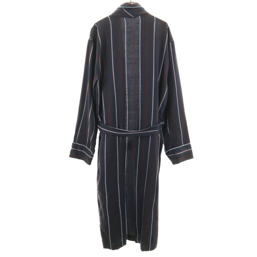 古着 ロベルトリチェッティ イタリア製 ストライプ柄 ガウンコート L ネイビー ルームウェア メンズ 【中古】