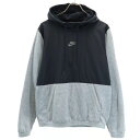 古着 ナイキ NIKE 長袖 スウェット切替 パーカー S ブラック 他 裏起毛 メンズ 【中古】