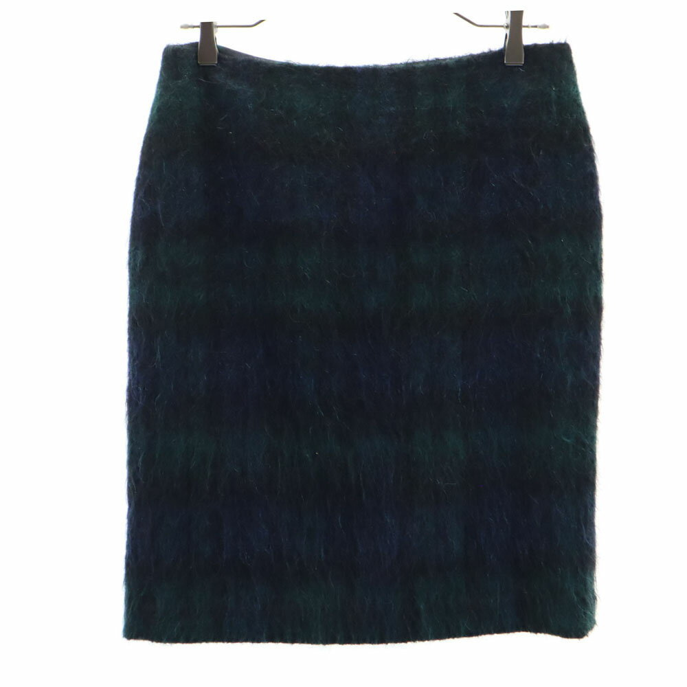 古着 タルボット TALBOTS アルパカブレンド ブラックウォッチ チェック柄 ミディ丈 タイトスカート 4 ネイビー 他 レディース 【中古】