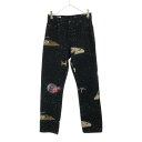 古着 Levi's PREMIUM リーバイス プレミアム 501 STAR WARS ギャラクシープリント クロップドパンツ w24 ブラック ボタンフライ ...