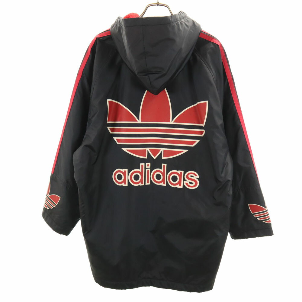 Blousons, Jumpers - 古着 adidas アディダス 80s デサント社 日本製 ヴィンテージ バック トレフォイルロゴ 中綿コート FREE ブラック 裏ボア キッズ 【中古】