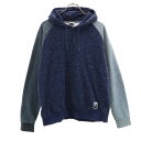 古着 プーマ PUMA 長袖 スウェットパーカー XL ネイビー×グレー 裏起毛 メンズ 【中古】