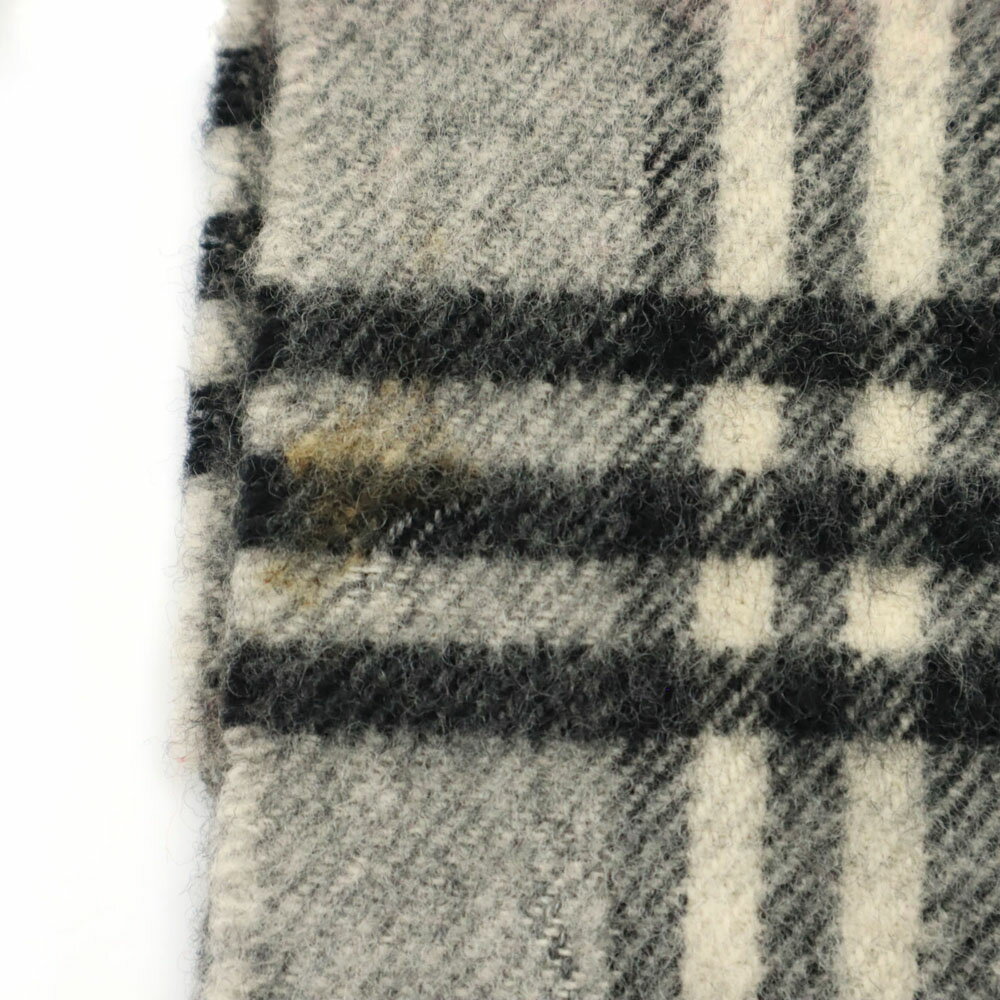 古着 バーバリーロンドン BURBERRY LONDON 英国製 ラムウール チェック柄 マフラー グレー ユニセックス メンズ 【中古】