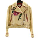 古着 GUCCI グッチ 491948 イタリア製 ゴートレザー ダブルライダースジャケット 36 ゴールド スパンコール ショート丈 ハンガー 衣装カバー付き レディース 【中古】 【PD】(4)