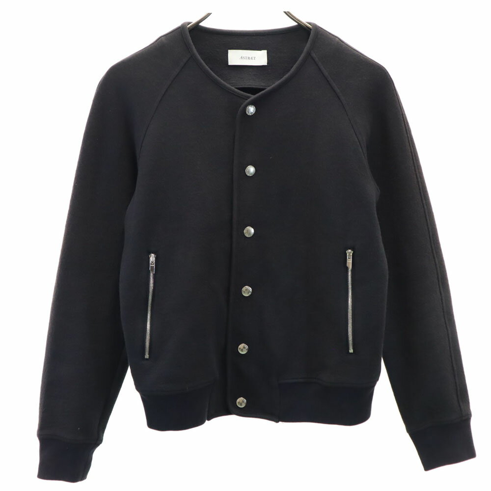 古着 ASTRAET アストラット 日本製 ノーカラージャケット チャコールグレー レディース 【中古】 【PD】