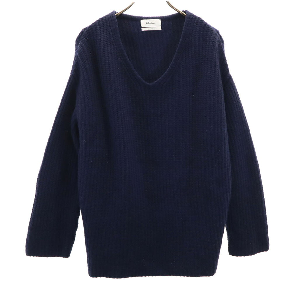 古着 Mila Owen ミラオーウェン ウールブレンド 長袖 バックスリット Vネック セーター F ネイビー ニット レディース 【中古】 space01-10680049 古着、USED専門百貨店BIG2nd パッケージ画像
