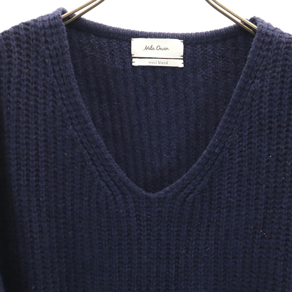 古着 Mila Owen ミラオーウェン ウールブレンド 長袖 バックスリット Vネック セーター F ネイビー ニット レディース 【中古】 space01-10680049 古着、USED専門百貨店BIG2nd サンプル画像3