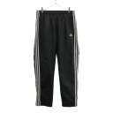 古着 アディダス adidas プリント 三本ライン ウインドパンツ ブラック 裏地付き 裾サイドジップ メンズ 【中古】