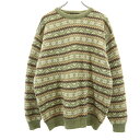 古着 グリーンホーク ノルディック柄 長袖 セーター LL 抹茶 他 ニット メンズ 【中古】 【PD】