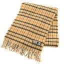 古着 ダックス DAKS ウール チェック柄 マフラー ブラウン系 フリンジ メンズ 【中古】