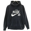古着 NIKE ナイキ 長袖 スウェットパーカー M チャコールブラック メンズ 【中古】 【PD】