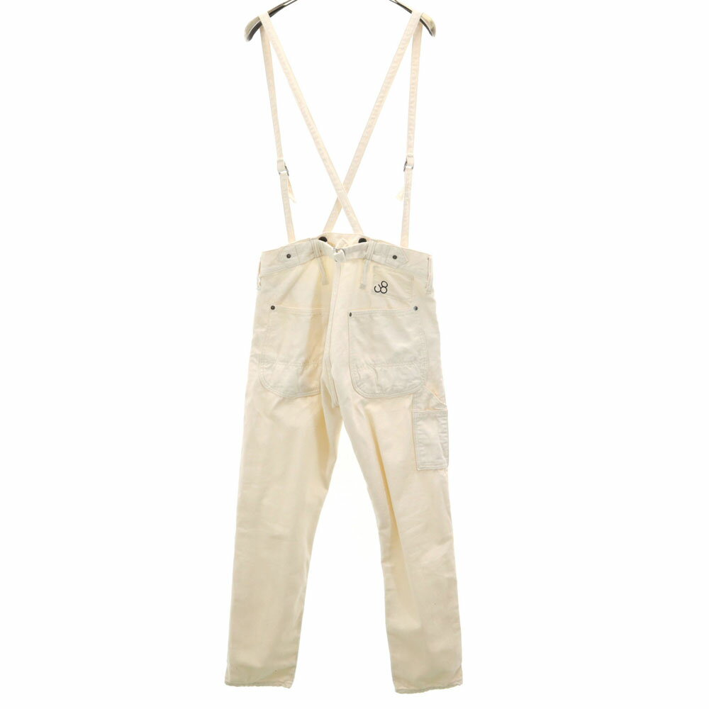 古着 Johnbull ジョンブル 日本製 サスペンダー ペインターパンツ S アイボリー ボタンフライ レディース 【中古】