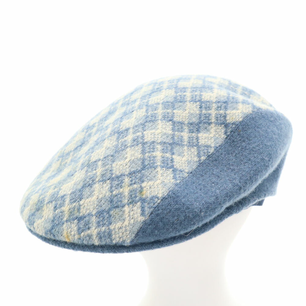 古着 カンゴール KANGOL イギリス製 ウール ニット ハンチング M ネイビー系 メンズ 【中古】