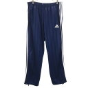 古着 アディダス adidas 日本製 ストライプ柄 ロングジャージパンツ O ネイビー メンズ 【中古】