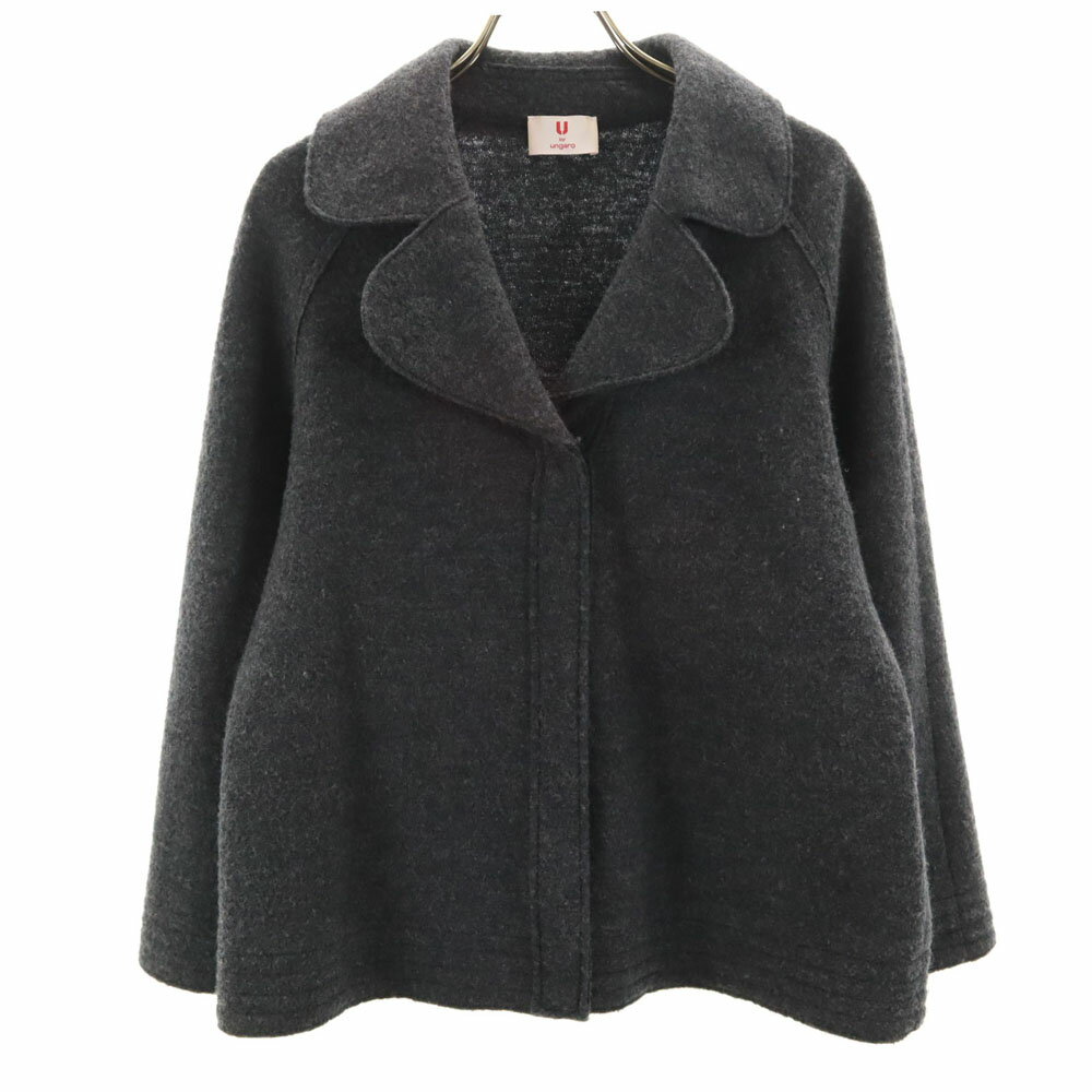 古着 U by ungaro ユーバイウンガロ 日本製 圧縮ウール ジャケット L チャコールグレー レディース 【中古】 【PD】