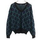 古着 YVES SAINT LAURENT tricots イヴサンローラントリコット 90s オールド ウールブレンド モヘア混 アーガイル柄 長袖 Vネック...