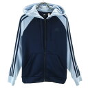 古着 adidas アディダス 長袖 ジャージ ジップパーカー L ネイビー レディース 【中古】 【PD】