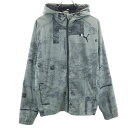 古着 PUMA プーマ ジップパーカー M カーキグレー ウィンドブレーカー 裏メッシュ メンズ 【中古】 【PD】