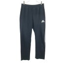 古着 アディダス adidas ストライプ柄 ロングジャージパンツ XO 黒 3ライン メンズ 【中古】