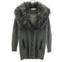 古着 MICHAEL MICHAEL KORS マイケルマイケルコース 長袖 ニットカーディガン XS グレー フェイクファー付き レディース 【中古】(4)