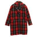 古着 ZARA ザラ チェック柄 ツイード ダブル チェスターコート M レッド レディース 【中古】