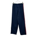 古着 アディダス adidas 日本製 ロゴ刺繍 3本ライン ロングジャージパンツ OT ネイビー×レッド ウエストゴム トレーニング レディース 【中古】