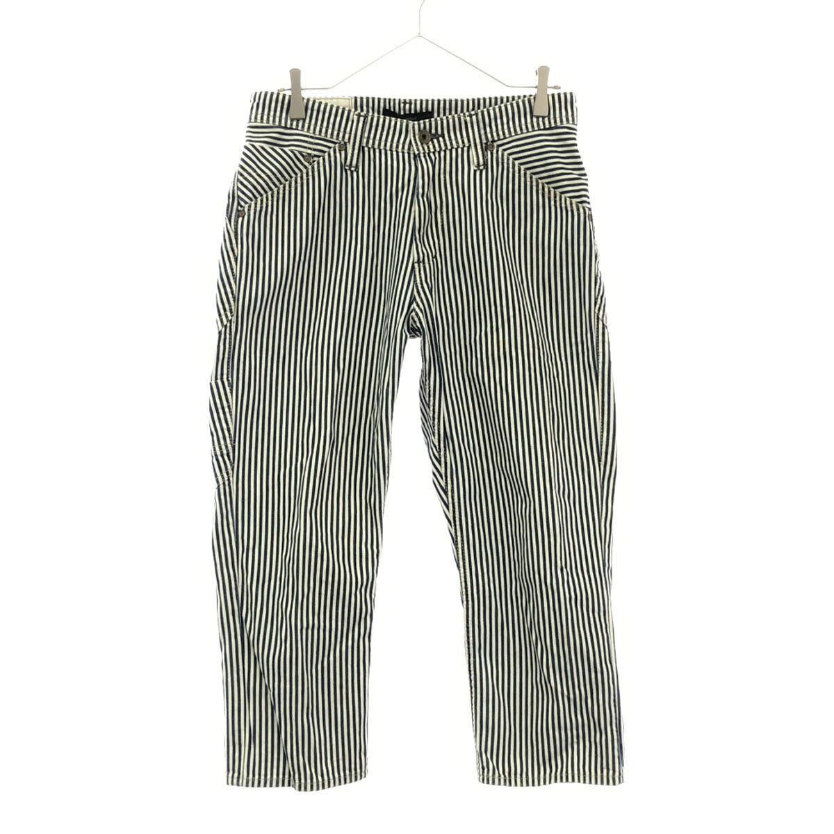 Rakuten - 古着 Johnbull ジョンブル 日本製 ストライプ テーパードデニムパンツ M ブルー×ホワイト 11628ハシ レディース 【中古】 【PD】