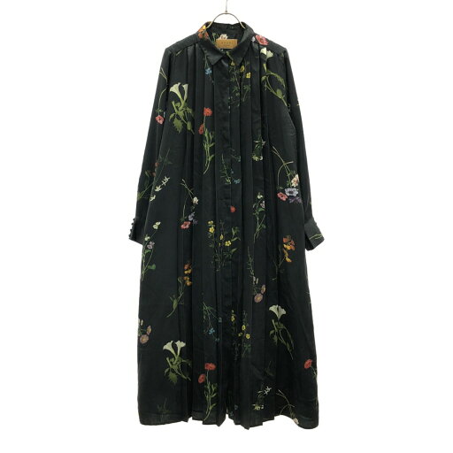 古着 AMERI UNDRESSED アメリ ボタニカル柄 長袖 ロング シャツワンピース M ブラック系 レディース 【中古】 【PD】 古着 AMERI UNDRESSED アメリ ボタニカル柄 長袖 ロング シャツワンピース M ブラック系 レディース 【中古】 【PD】