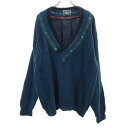古着 WOOLRICH ウールリッチ 80s ヴィテージ USA製 ノルディック柄 長袖 Vネック セーター M ブルー メンズ 【中古】