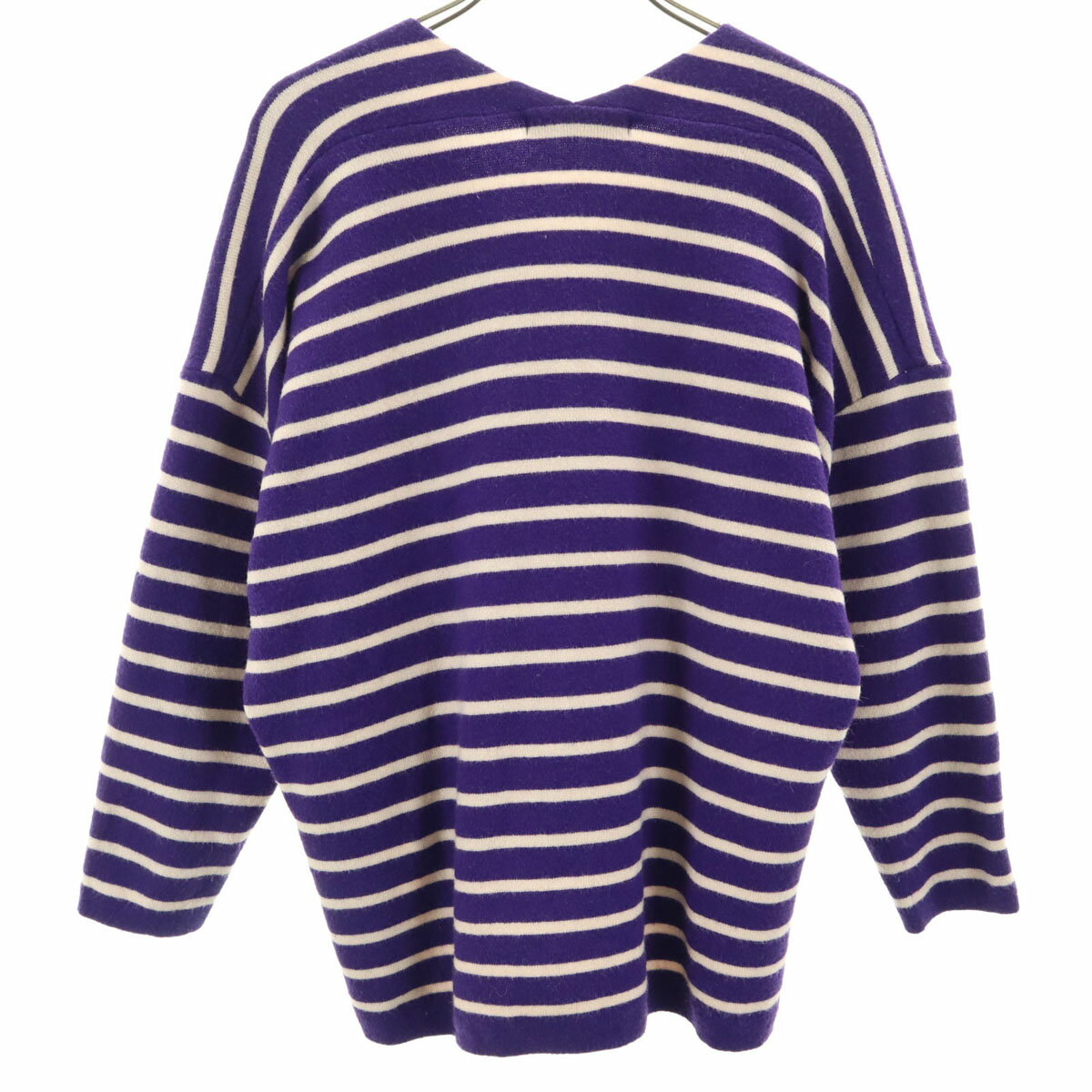 古着 ナノユニバース nano universe ボーダー柄 長袖 Vネック ニット F パープル セーター レディース 【中古】