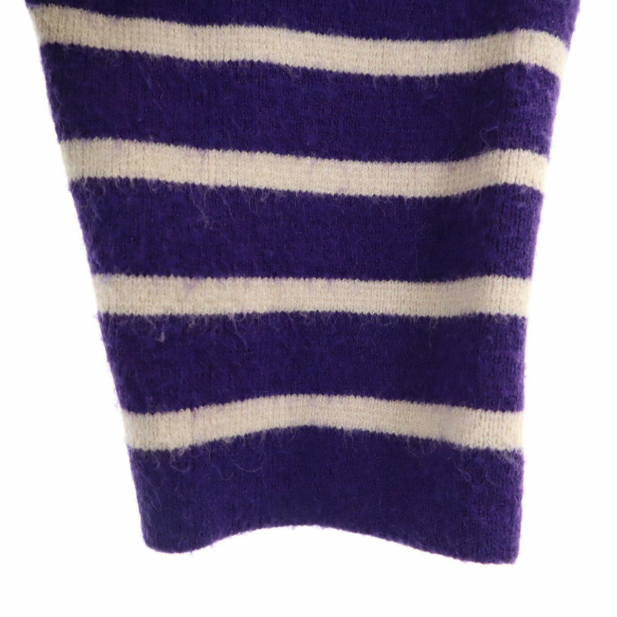 古着 ナノユニバース nano universe ボーダー柄 長袖 Vネック ニット F パープル セーター レディース 【中古】