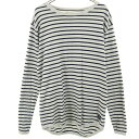 古着 The DUFFER of ST.GEORGE ザダファーオブセントジョージ ボーダー柄 長袖 ボートネック Tシャツ M グレー ロンT レディース 【中古】(4)