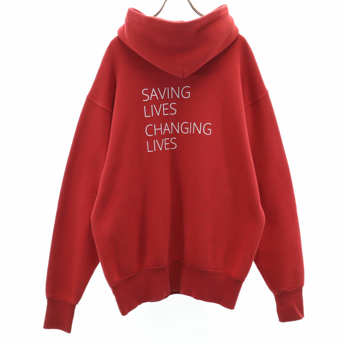 古着 BALENCIAGA バレンシアガ 18AW ポルトガル製 長袖 ロゴプリント パーカー XS レッド WFP 裏起毛 メンズ 【中古】 【PD】