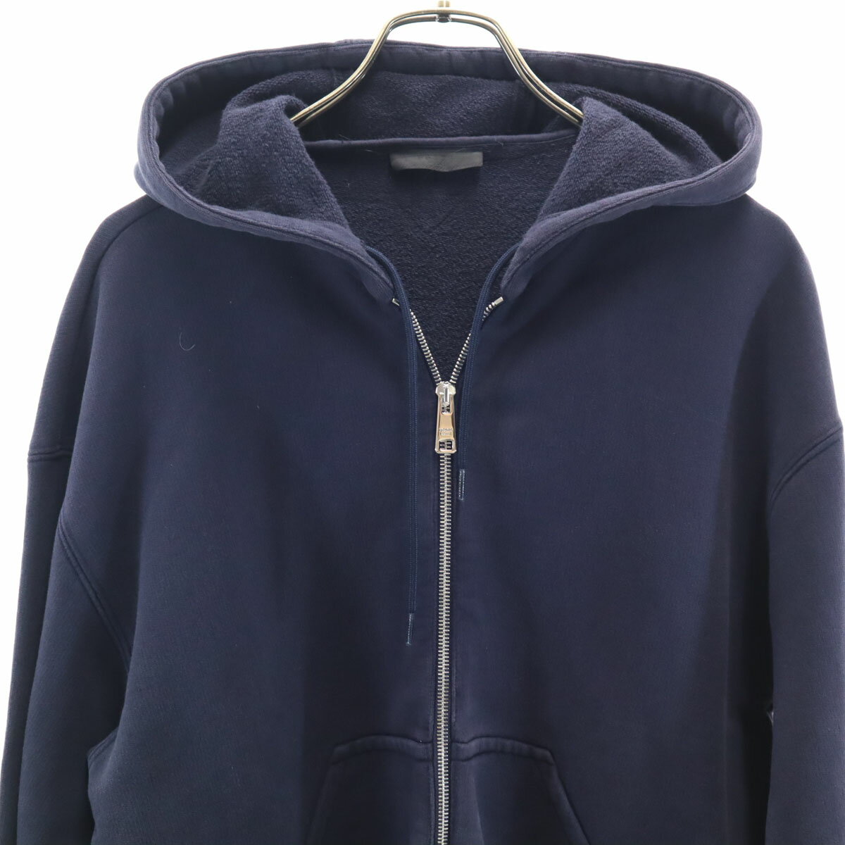 古着 PRADA プラダ イタリア製 長袖 ジップパーカー S ネイビー メンズ 【中古】