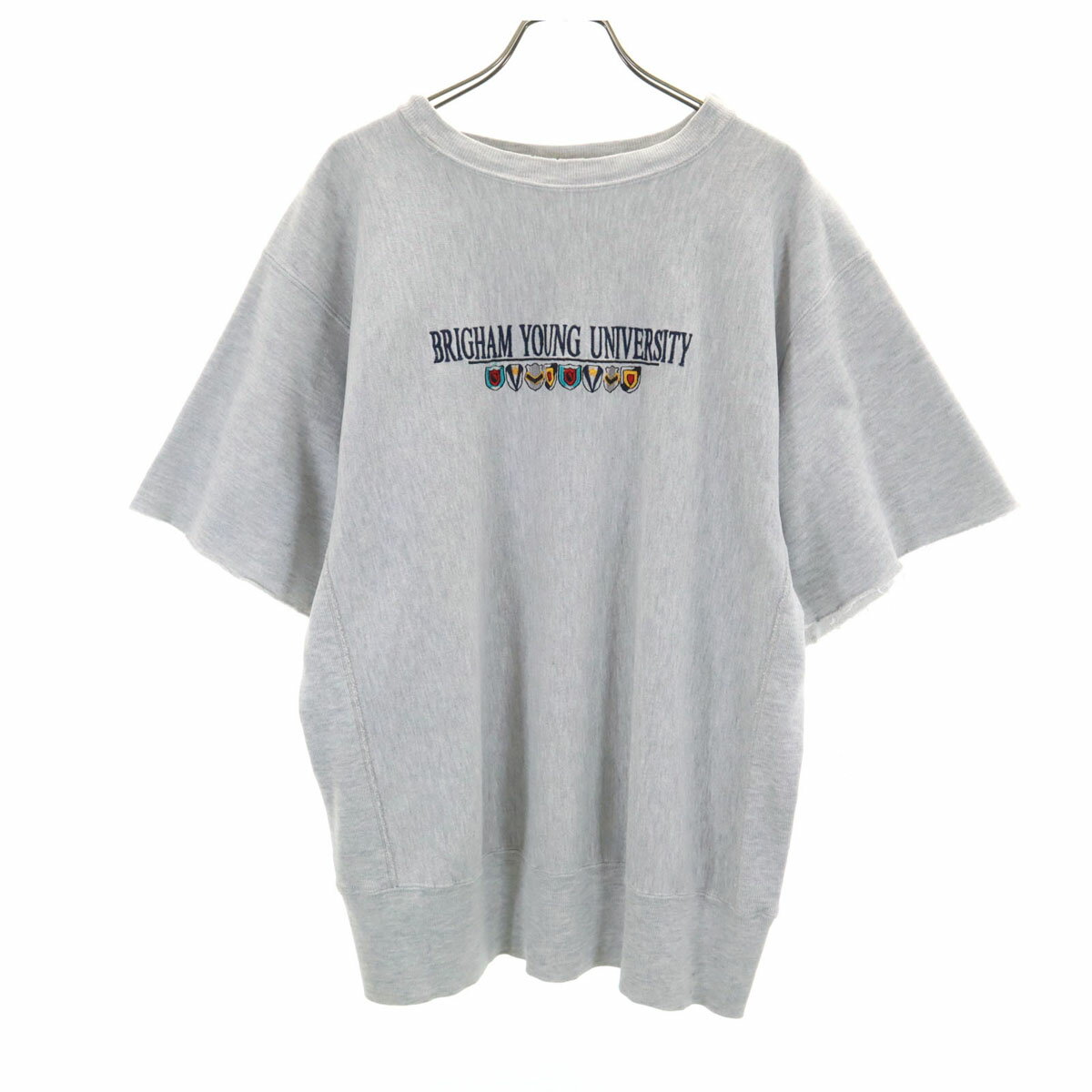 古着 Champion チャンピオン 90s オールド USA製 刺繍タグ 長袖 リバースウィーブ スウェット L グレー 袖切りっぱなし メンズ 【中古】