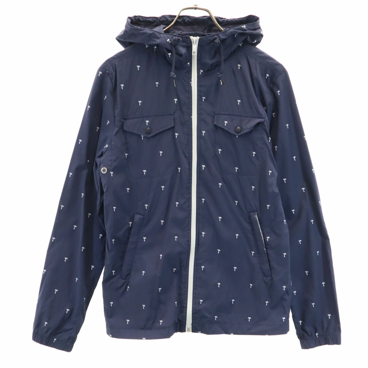 樂天商城 - 古着 ZARA ザラ パームツリー柄 ウィンドブレーカー S ネイビー ヤシの木 ジャケット レディース 【中古】