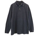 古着 ジョージ GEORGE チェック柄 長袖 ポロシャツ L ネイビー メンズ 【中古】(4)