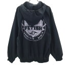 古着 サーフフェティッシュ SURF FETISH 日本製 バックロゴ 長袖 ジップパーカー M ブラック メンズ 【中古】