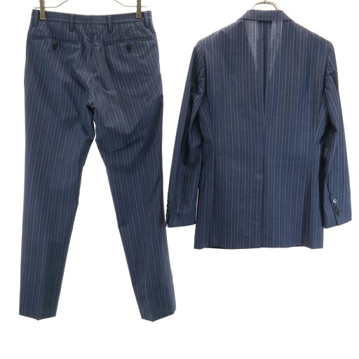 古着 UNITED ARROWS ユナイテッドアローズ ウールブレンド ストライプ柄 スーツ 上下 セットアップ 42 ネイビー メンズ 【中古】