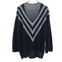 古着 LIVIANA CONTI リビアナコンティ イタリア製 長袖 Vネック ニット ネイビー レディース 【中古】 【PD】