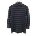 古着 MAX MARA Weekend マックスマーラウィークエンド ボーダー柄 7分袖 ハイネック ニット L ブラウン レディース 【中古】 【PD】